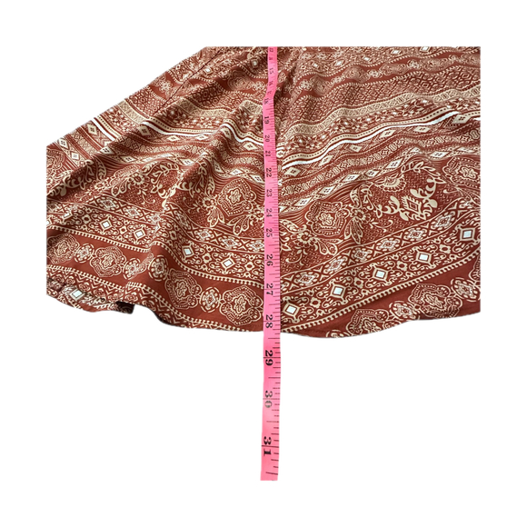 NWT! Bohemian Tribal Print Rust Mini Fit & Flare Dress w/ Lace up Back- Size XL - Picture 8 of 9